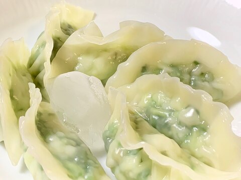 ひんやりつるんと、鱧と水菜の冷製水餃子